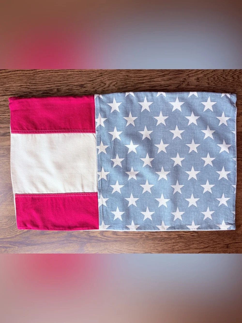 Pottery Barn Red, Cream & Blue Star Flag Accent Pillow Cover